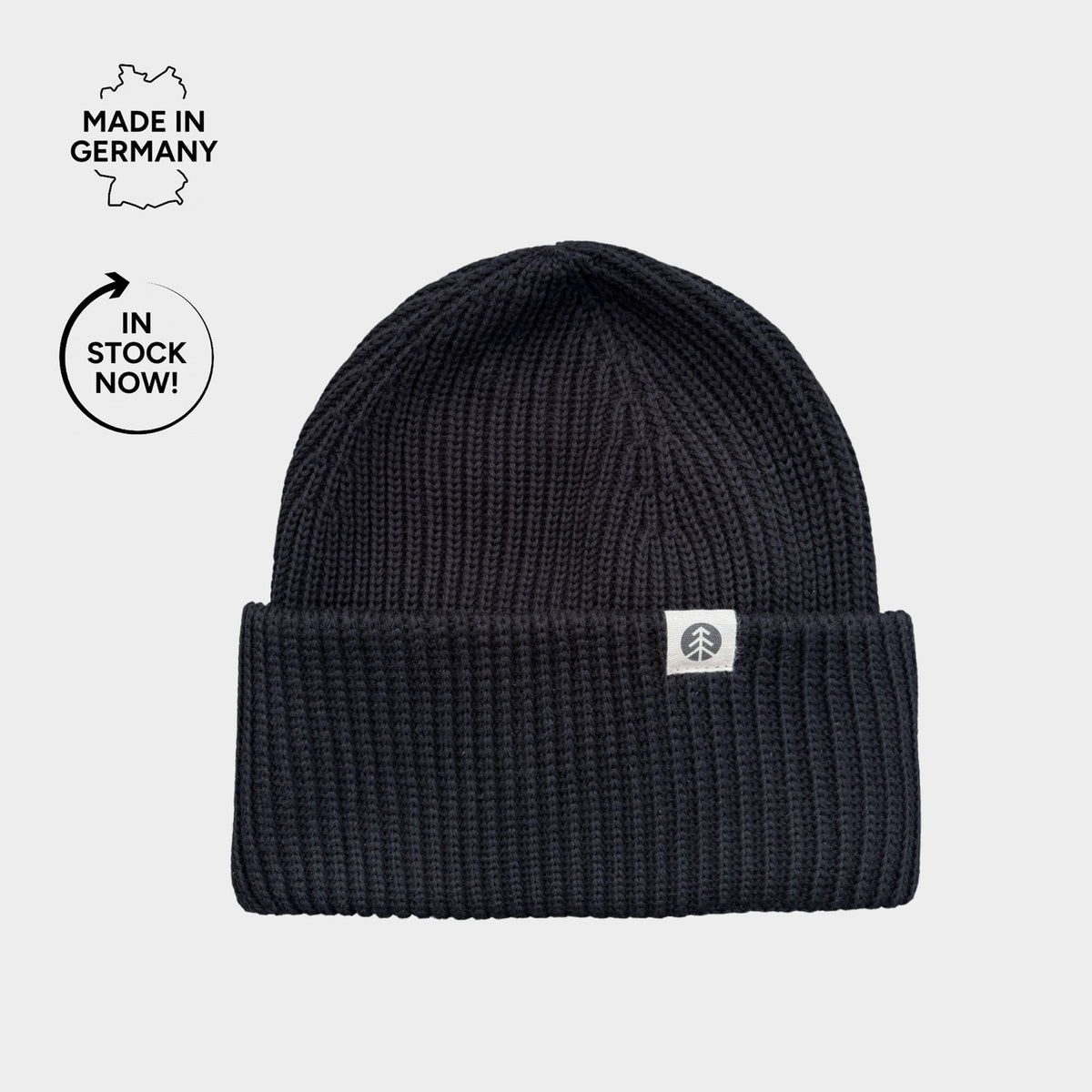 Chunky Knit Beanie Merino Schwarz