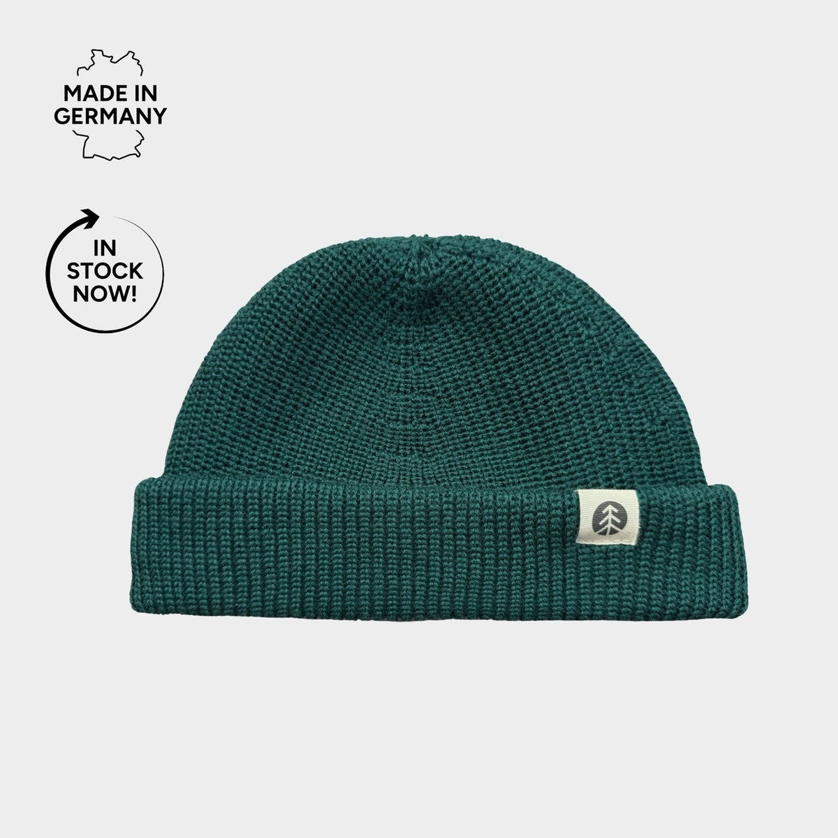 Ribbed Merino Knit Beanie Grün
