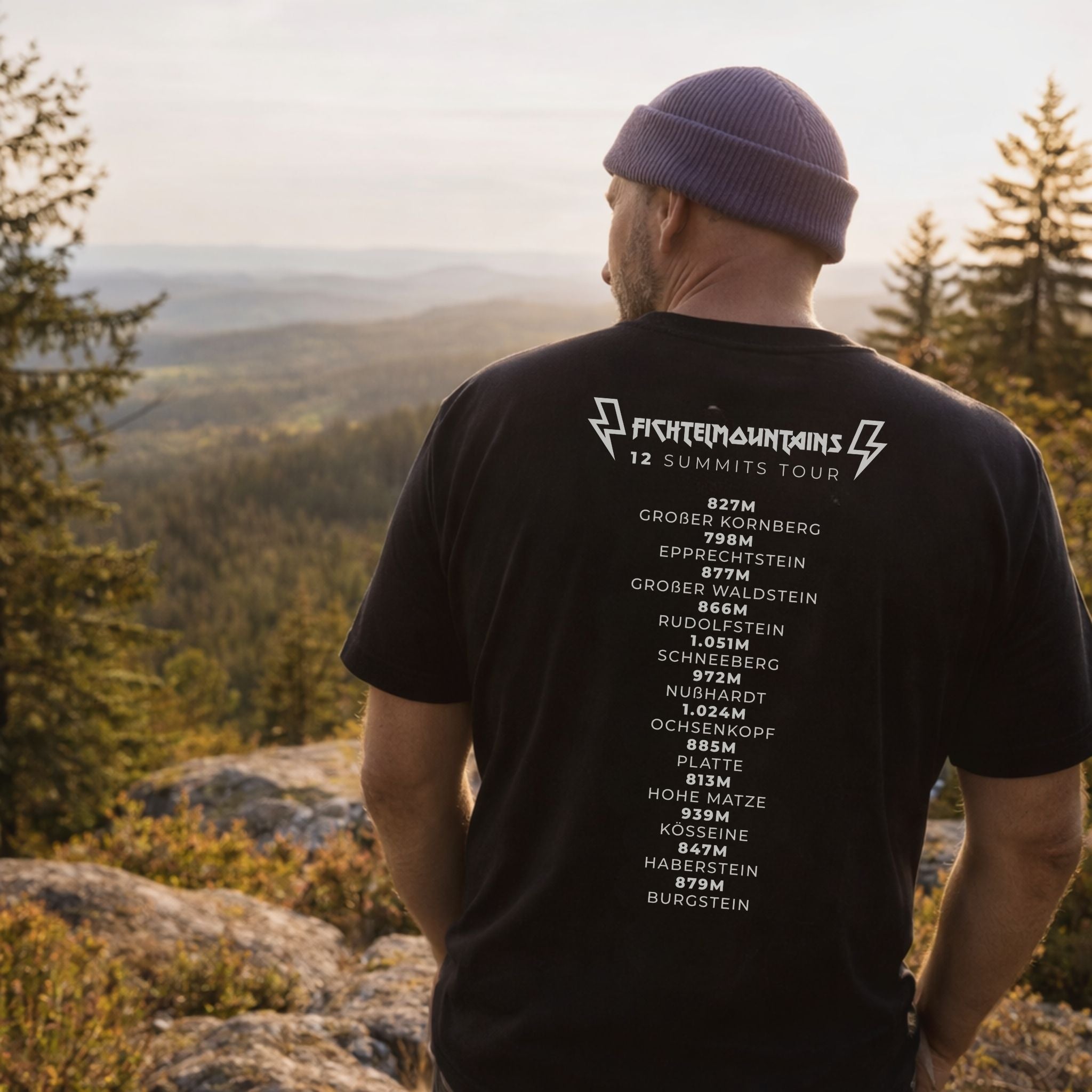 Fichtelmountains 12 Summits Tour T-Shirt Schwarz