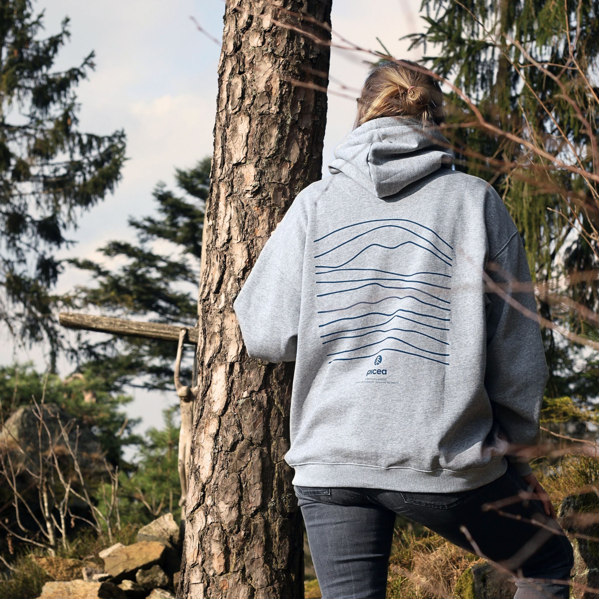 Hügel Hoodie Grau blau