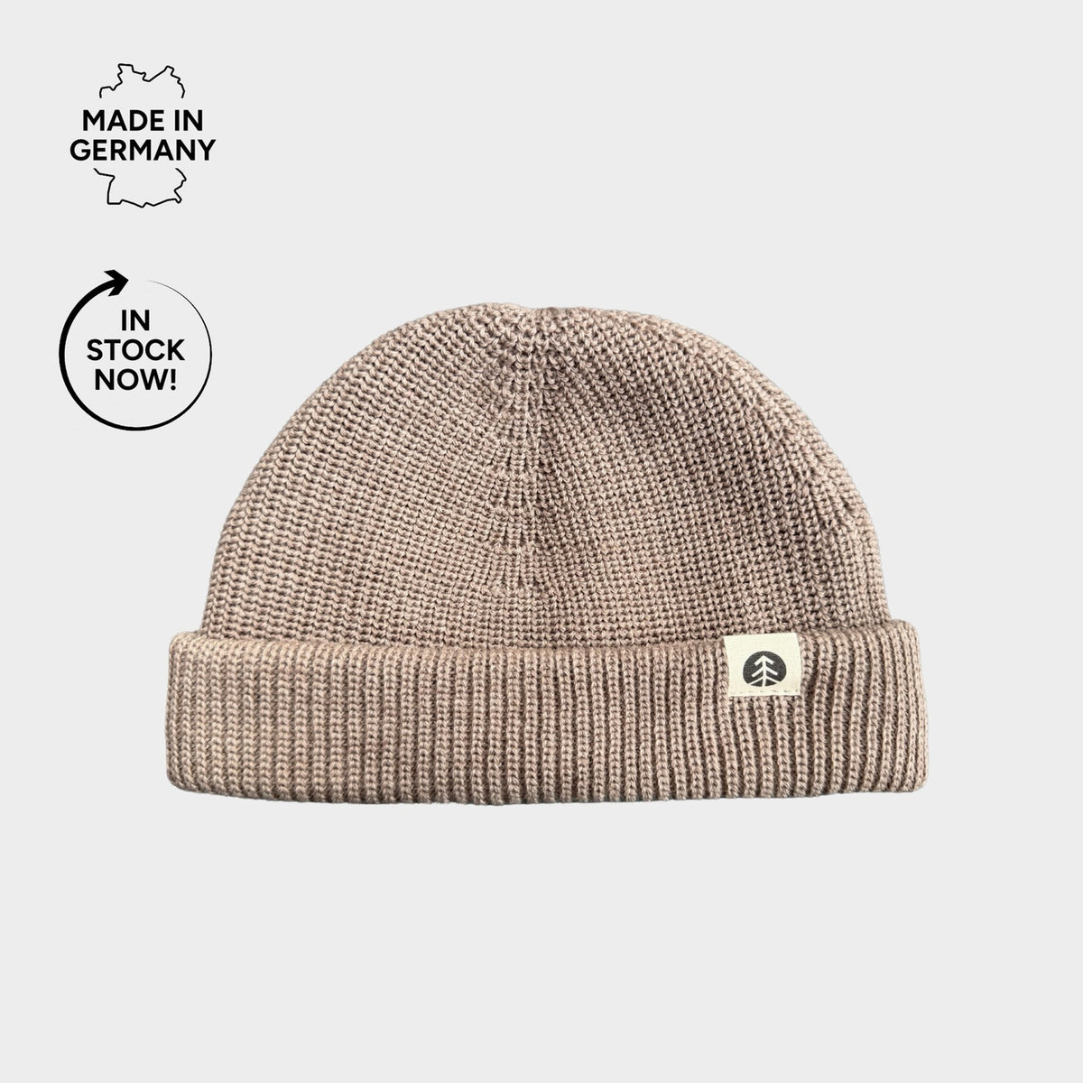 Ribbed Merino Knit Beanie Beige